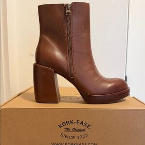 Kork-Ease Aime Chestnut Heeled Boots- Rust